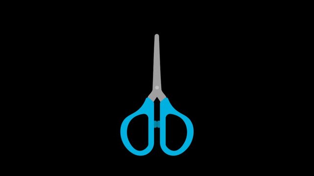 Animated **Scissors Cutting** Icon for **Hair Salon** and Editing **Alpha Channel** 4K