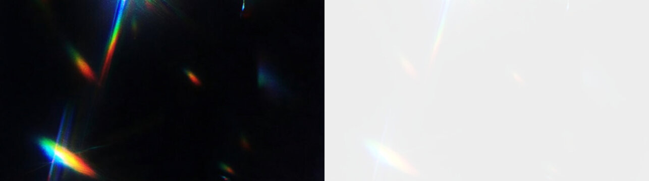 Optical crystal effect png with radiant rainbow light, glowing spectrum reflections and transparent fantasy background.