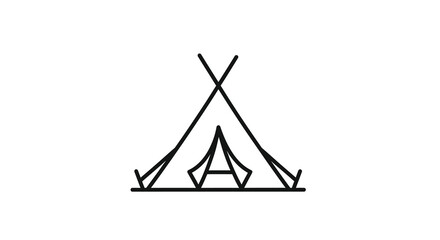 Teepee Line Drawing On White Background Minimalist Camping Symbol © PAKE