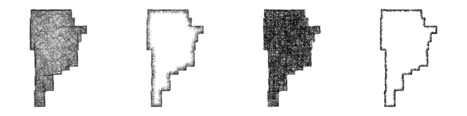 Fototapeta premium Sketch monochrome Sweet Grass County (Montana) outline map design set