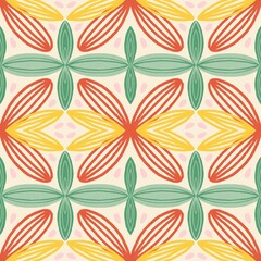 Fototapeta premium bright color seamless pattern Warm Terracotta floral botanical surface design perfect for apparel fabric and wallpaper, cozy scandinavian wallpaper and textile design