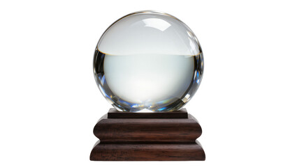 Crystal ball on dark wood stand © Emma