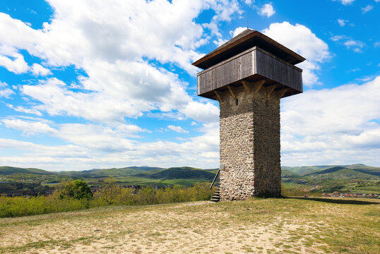 Oldest watchtower in Slovakia after reconstruction above the town of Krupina, called Vartovka