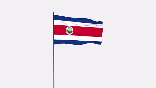 Costa Rica Flag Animation 4K Transparent Background with Alpha Channel