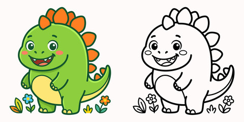 Colorful stegosaurus dinosaur illustration for kids © Md Abujafor
