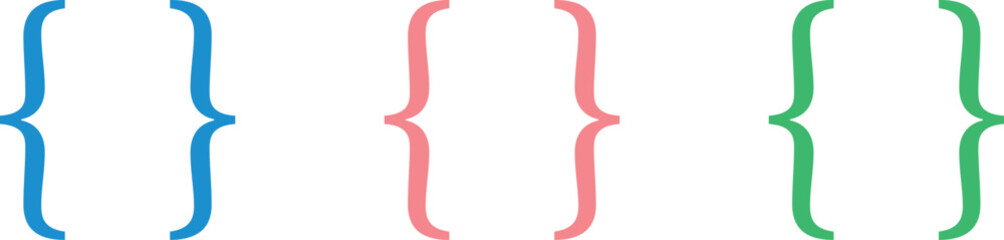 Fototapeta premium Curly Braces Symbols Set Colorful Bracket Icons for Coding Mathematics and Programming