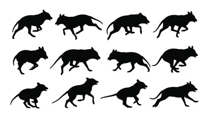 Obraz premium Black panther silhouettes running in different poses