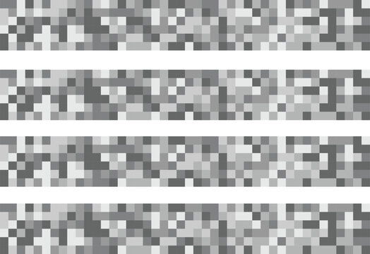 Pixelated Noise Texture Strips Grayscale Mosaic Background Set Digital Pixel Pattern Collection