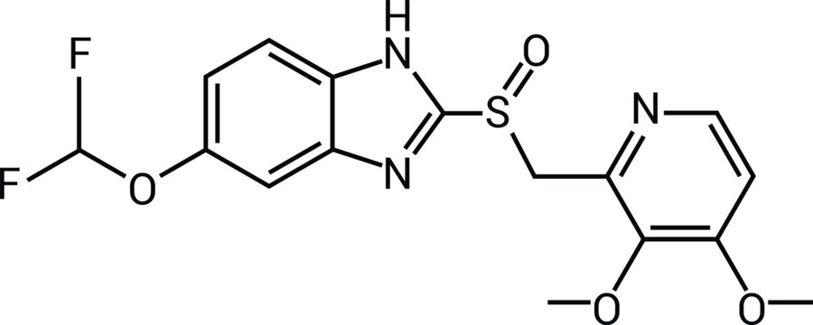 Omeprazole Molecular Structure Chemical Formula Proton Pump Inhibitor Drug Vector Illustration