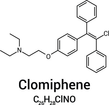 Clomiphene Chemical Structure Selective Estrogen Receptor Modulator Fertility Drug Molecule Diagram
