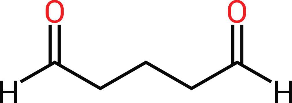 Glutaraldehyde Chemical Structure Dialdehyde Organic Molecule Diagram