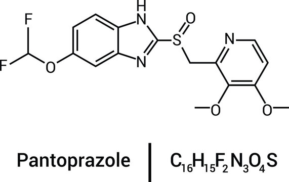 Pantoprazole Chemical Structure Proton Pump Inhibitor Drug Molecule Formula Diagram