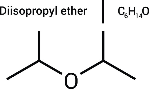Diisopropyl Ether Chemical Structure Formula Organic Solvent Molecule Diagram