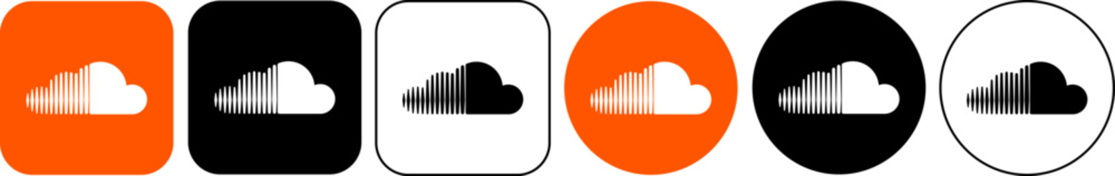 Soundcloud logos in various colors and shapes
