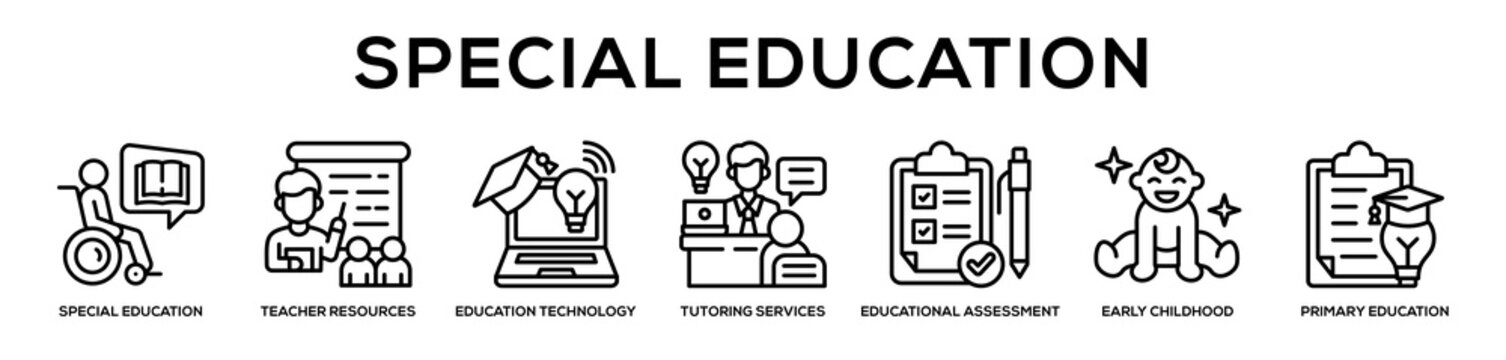 Inclusive Learning web banner icon illustration concept