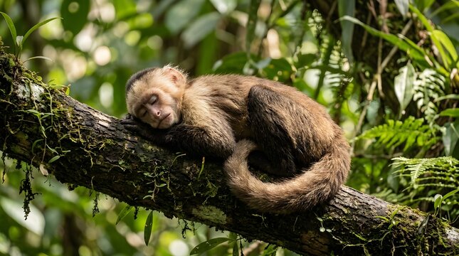 a monkey sleep at branch at forest, made by Ai