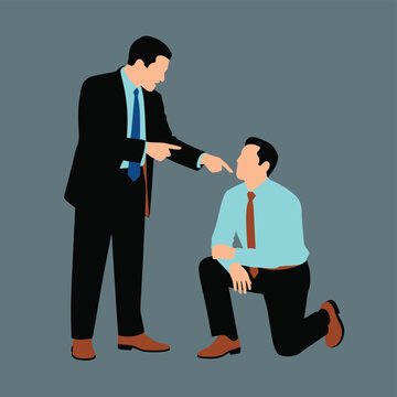 Boss reprimanding employee business conflict office hierarchy