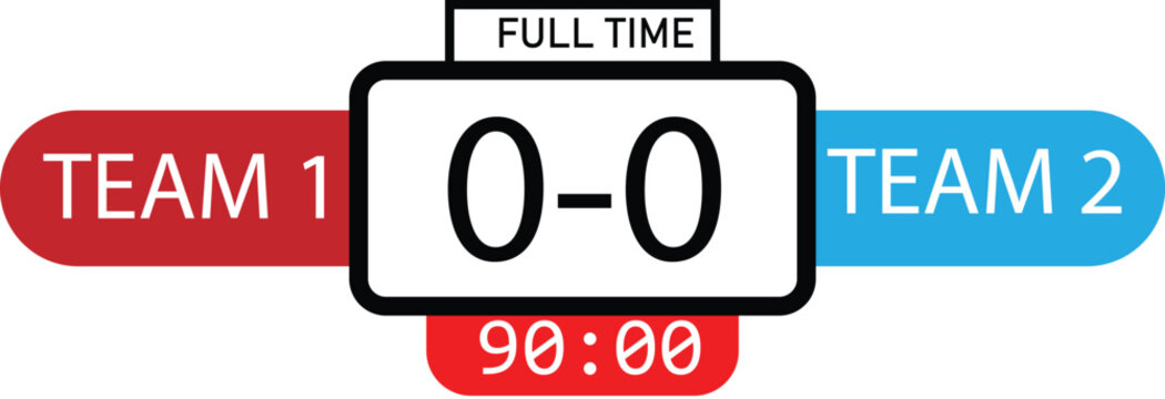 Football soccer match scoreboard template vector with full time score