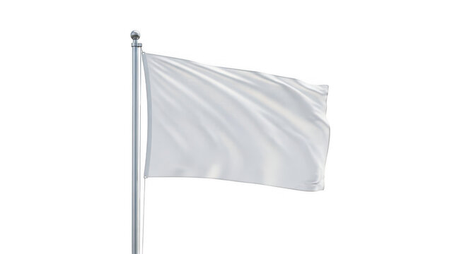 White flag flapping in the wind on a pole