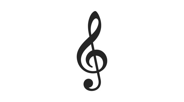 Black Treble Clef Symbol - Music Notation Icon on White Background