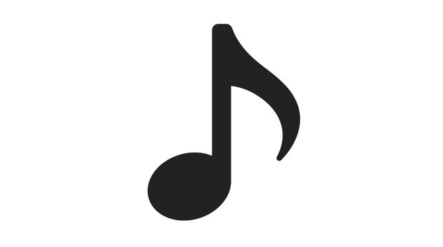 Black musical eighth note symbol on white background