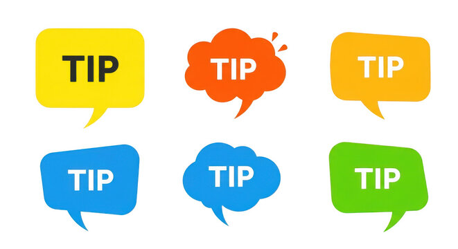 Colorful speech bubble tips icon set