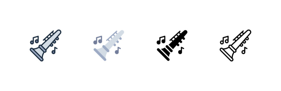 Clarinet Wind Instrument Icon Orchestra Music Multi Style