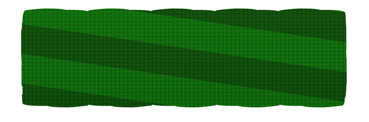 Soccer field green grunge banner isolated on transparent background. Vector abstract football pitch brush stroke shape with stripes, pop art halftone dots and distressed texture. Soccer background © zmiter