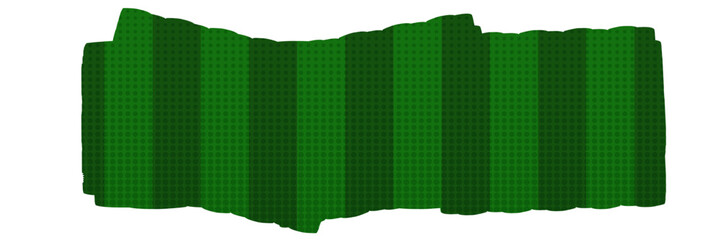 Soccer field green grunge banner isolated on transparent background. Vector abstract football pitch brush stroke shape with stripes, pop art halftone dots and distressed texture. Soccer background © zmiter