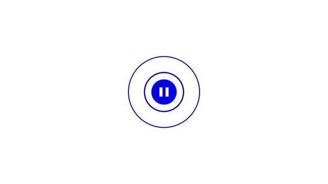 media control button transition from pause to play with expanding wave animation.