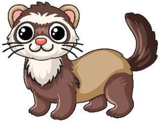 Obraz premium Cute Cartoon Ferret Vector Illustration Isolated on White Background
