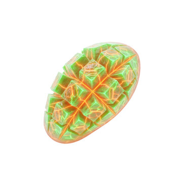 Abstract Glowing Geometric Crystal Fruit Shape