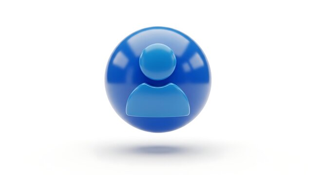 Blue user icon on white background.