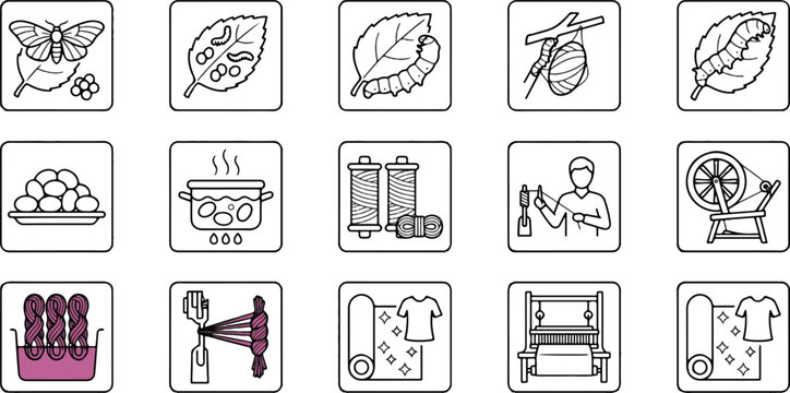 Set of handdrawn icons for various activities and objects