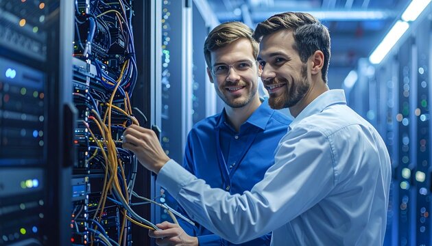 It Professionals Working in Server Room