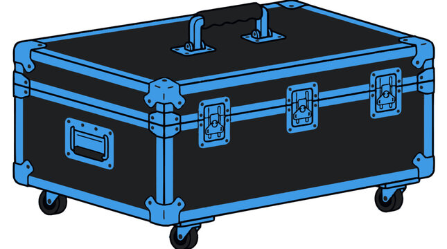 Sturdy Black Road Case with Blue Accents and Wheels