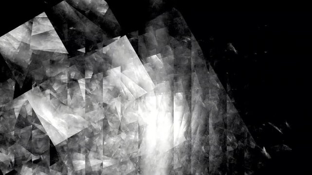 Abstract Black and White Monochrome Geometric Fractal Background Motion Graphic
