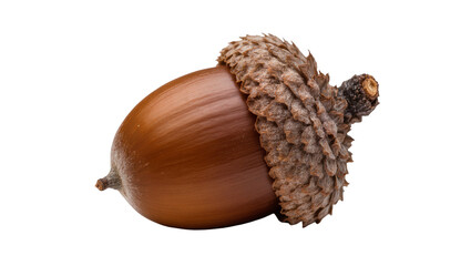 Brown acorn with textured cap on white © Paul