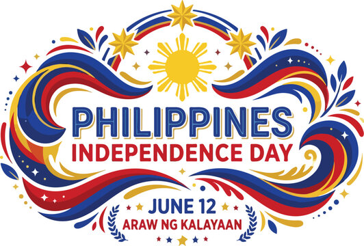 Philippines independence day celebration with sun and stars