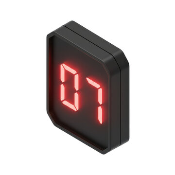 Red Digital Display Showing the Number Seven