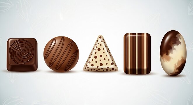 Realistic vector illustration of assorted chocolate candies.