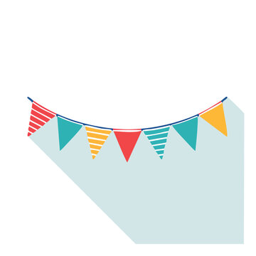 Colorful triangular bunting flags on string