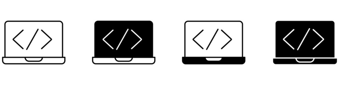 Web page code icon vector set. HTML page structure illustration sign collection. Source code symbol. Website markup logo or mark.