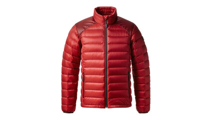 Red quilted puffer jacket with zipper and stand-up collar © Paul