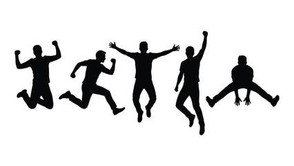 Fototapeta premium Silhouette of people jumping in different poses