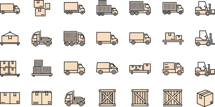 Logistics shipping transportation icons set