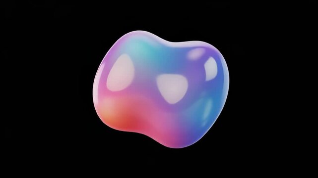Abstract iridescent liquid blobs morphing with soft light during fluid animation for digital backgrounds