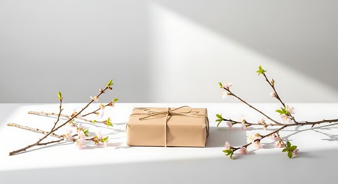 Gift wrapped in brown paper and twine.