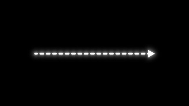 Glowing white dotted arrow animation pointing left and right on green screen background. Perfect for motion graphics, transitions.