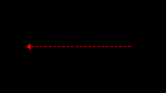 loading bar dotted line arrow animation to indicate an object. dot arrow icon right direction 4k video.